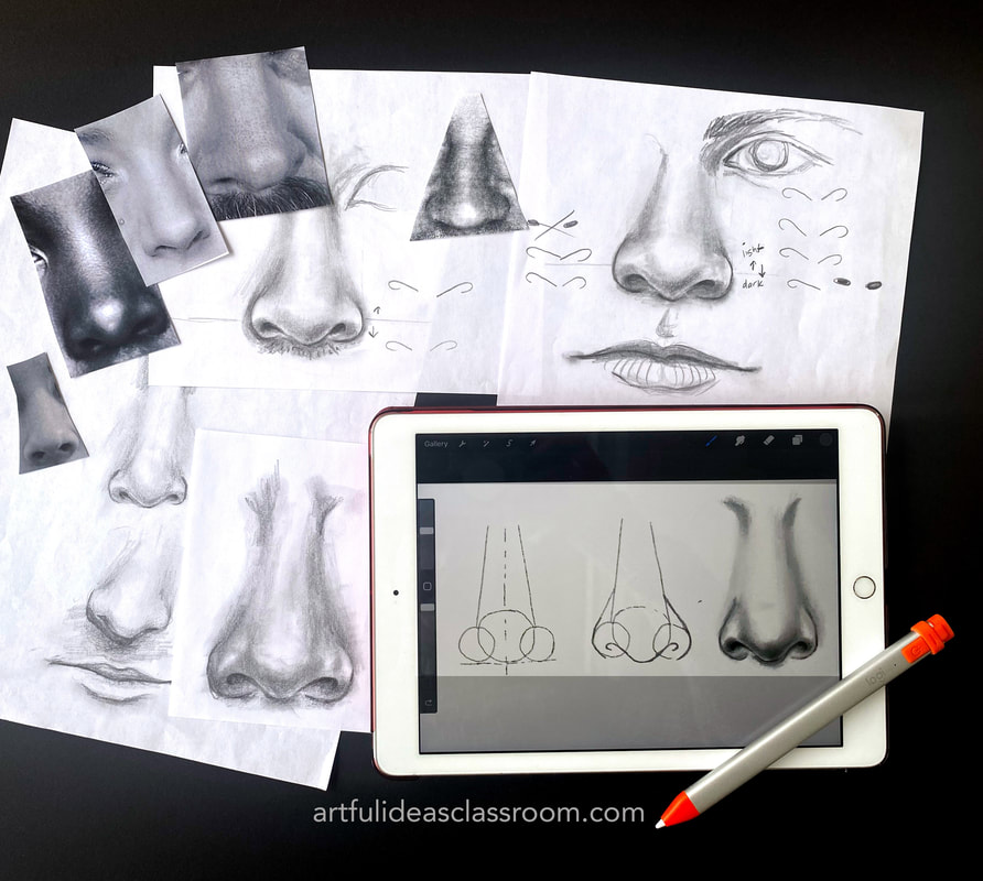 How to draw noses step by step illustration guide